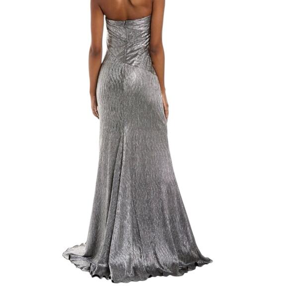 Rene Ruiz Strapless Gown Silver Metallic NWT Retails  $1395 - Picture 2 of 8